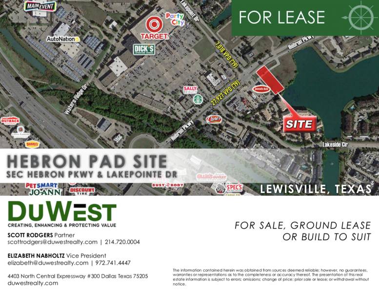 Hebron Pkwy Pad Site — SEC Hebron Pkwy & Lakepointe Dr, Lewisville, TX, 75057