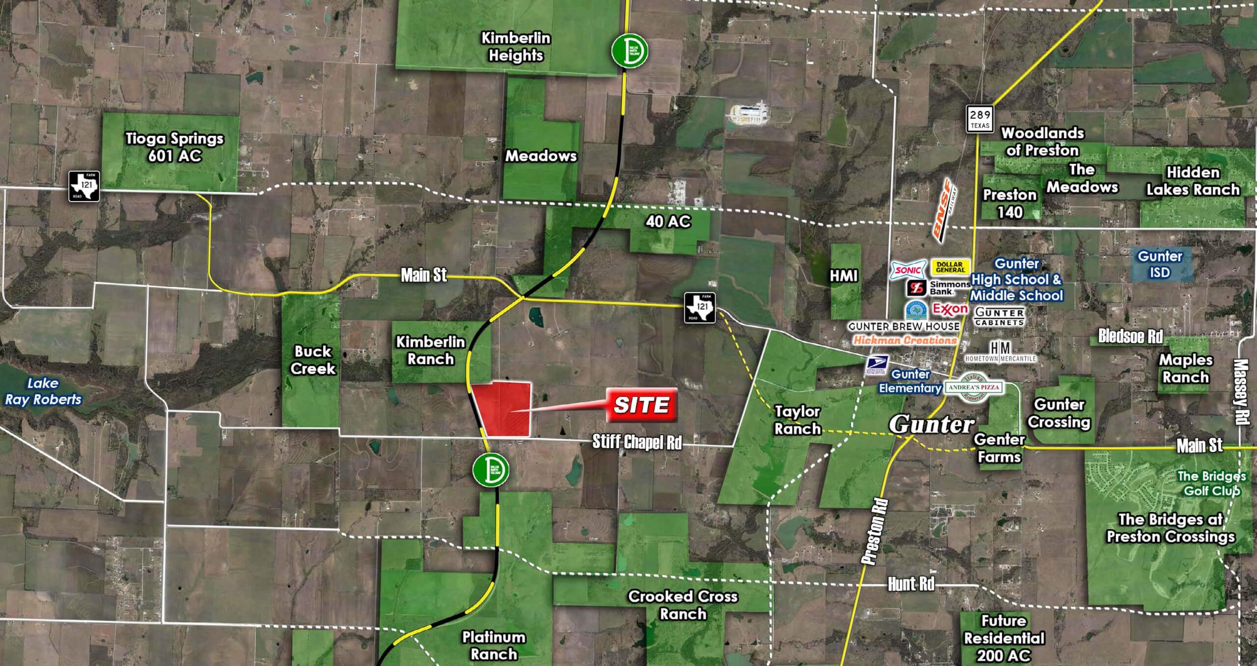 159 Acres along Dallas North Tollway | Gunter ETJ — 2110 Stiff Chapel Rd, Pilot Point, TX