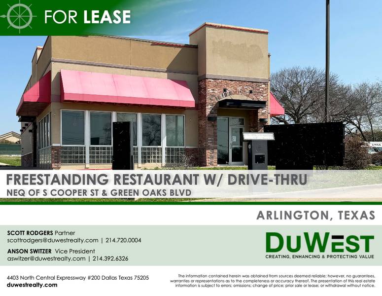 Freestanding Restaurant w/ Drive-thru — NEQ of S Cooper St & Green Oaks BLVD, Arlington, TX photo 2