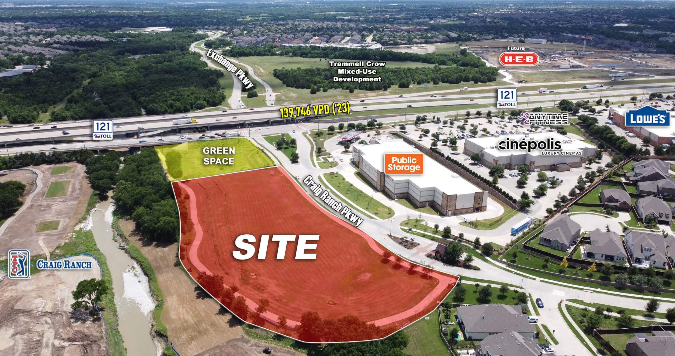 Land Overlooking TPC Craig Ranch, Hwy 121 — 7209 Craig Ranch Pkwy, McKinney, TX