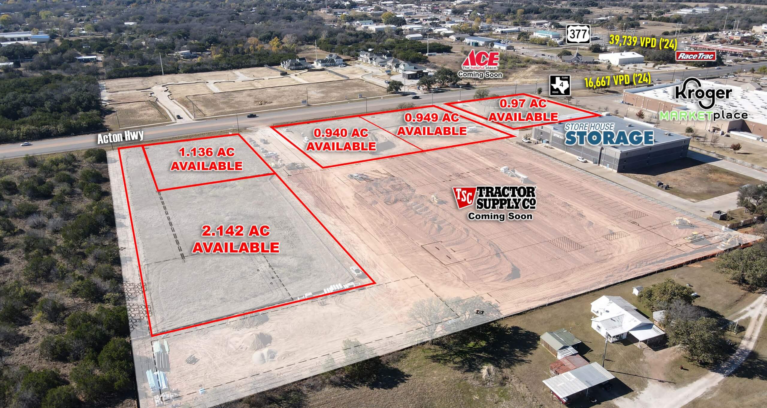 Pad Sites Available For Sale, Ground Lease, or BTS | Granbury TX — 3742 Fm 4, Granbury, TX, 76049